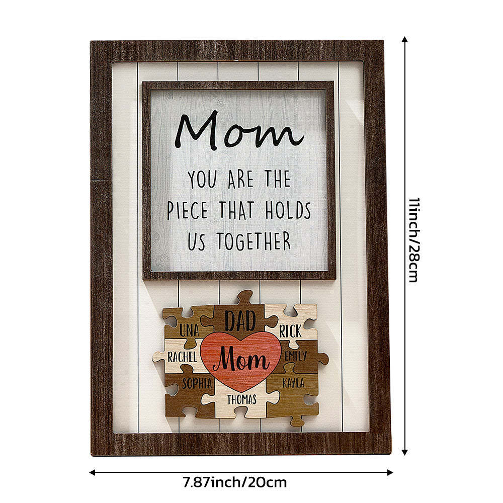 Personalized Mom Puzzle Plaque You Are the Piece That Holds Us Together Custom Family Member Puzzle Sign Mother's Day Gift -