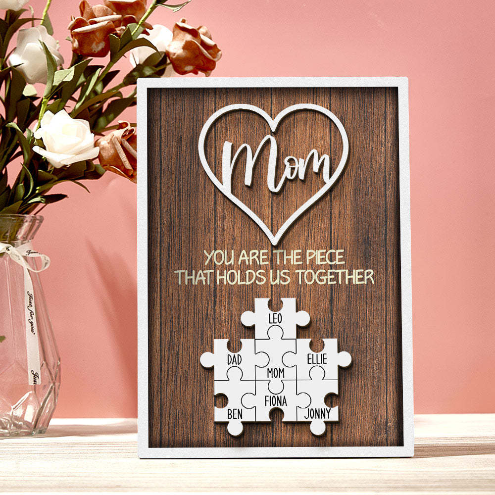 Personalized Puzzle Plaque You Are the Piece That Holds Us Together Custom Family Member Puzzle Sign Mother's Day Gifts -