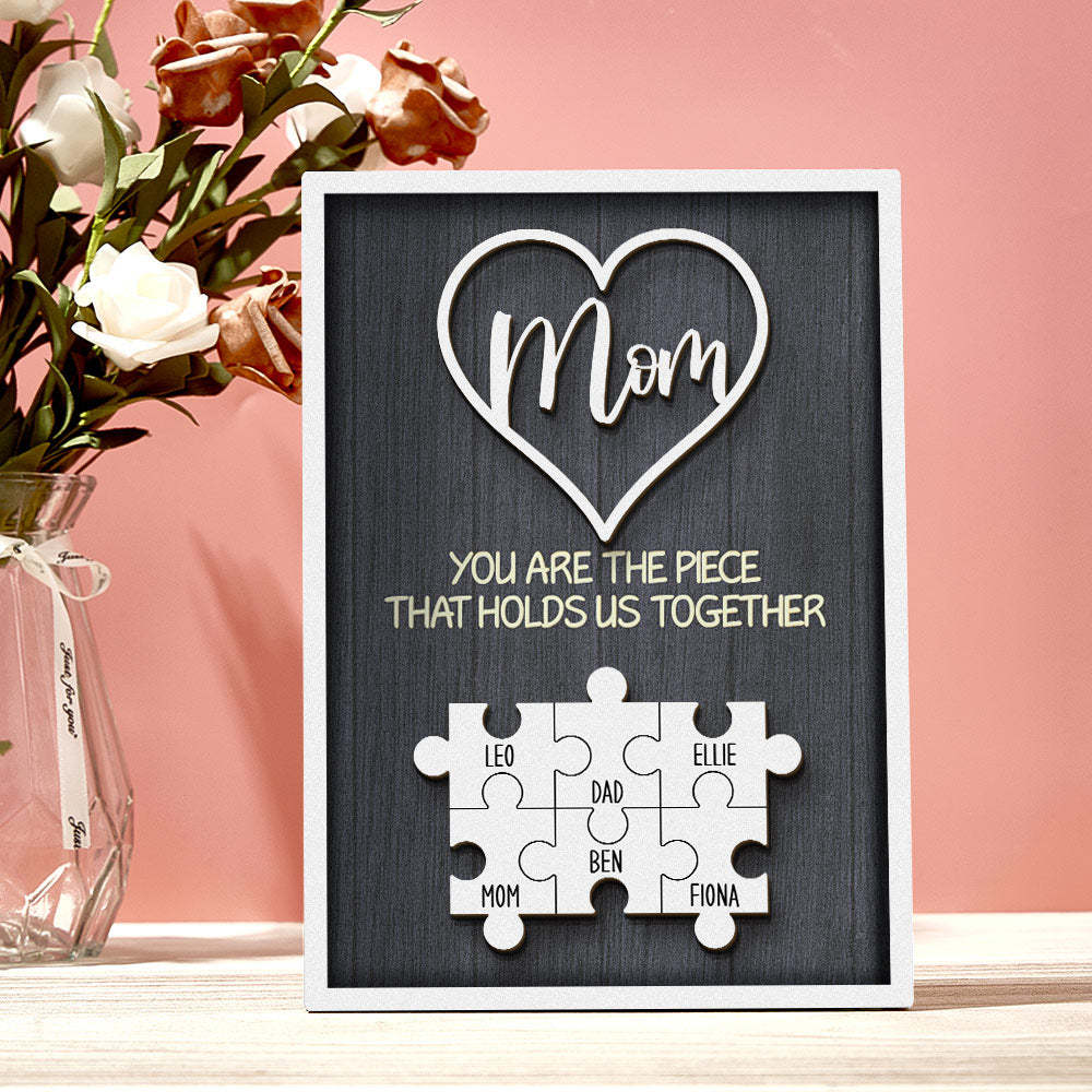 Personalized Puzzle Plaque You Are the Piece That Holds Us Together Custom Family Member Puzzle Sign Mother's Day Gifts -