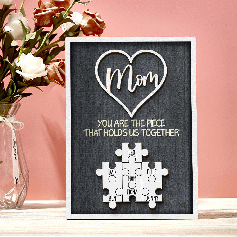 Personalized Puzzle Plaque You Are the Piece That Holds Us Together Custom Family Member Puzzle Sign Mother's Day Gifts -