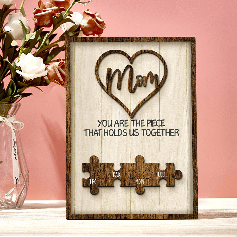 Personalized Puzzle Plaque You Are the Piece That Holds Us Together Custom Family Member Puzzle Sign Mother's Day Gifts -