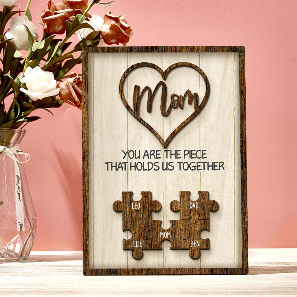 Personalized Puzzle Plaque You Are the Piece That Holds Us Together Custom Family Member Puzzle Sign Mother's Day Gifts -