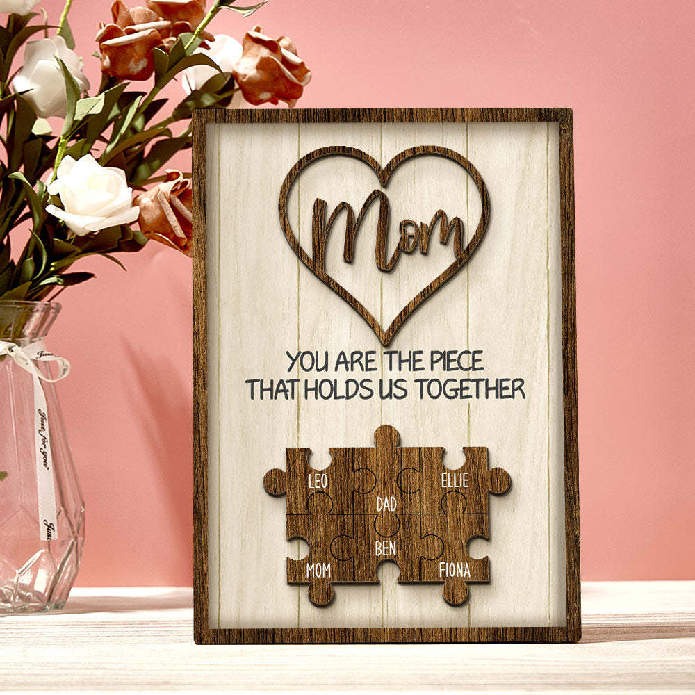 Personalized Puzzle Plaque You Are the Piece That Holds Us Together Custom Family Member Puzzle Sign Mother's Day Gifts -