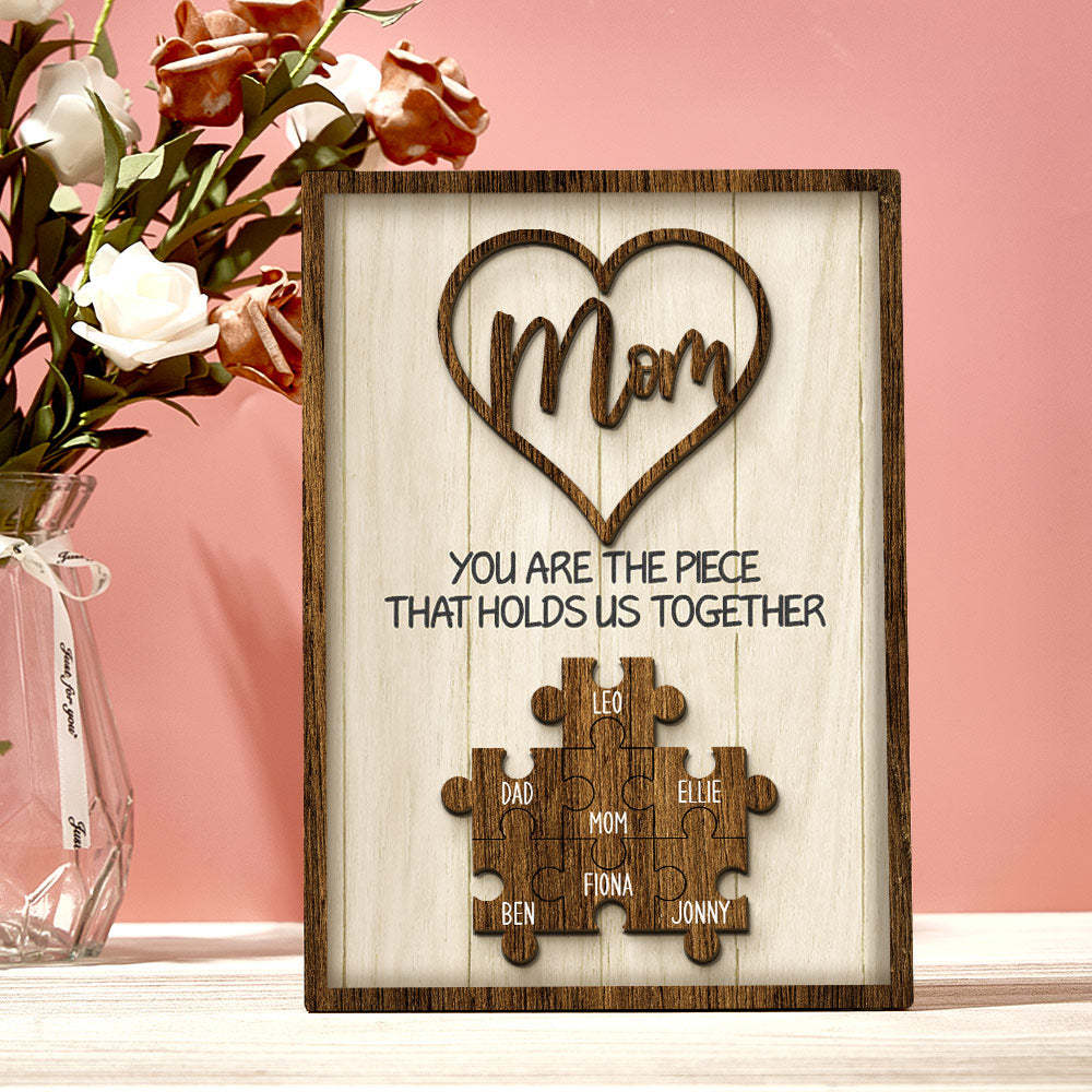 Personalized Puzzle Plaque You Are the Piece That Holds Us Together Custom Family Member Puzzle Sign Mother's Day Gifts -