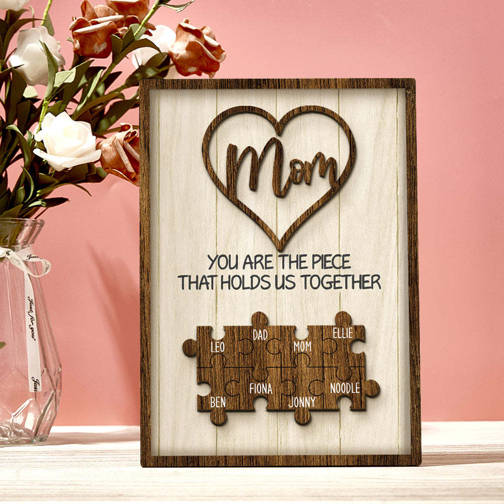 Personalized Puzzle Plaque You Are the Piece That Holds Us Together Custom Family Member Puzzle Sign Mother's Day Gifts -