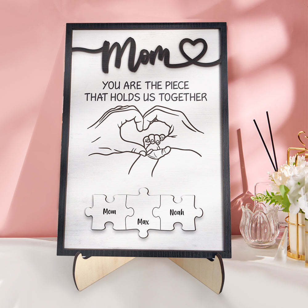 Personalized Mom Puzzle Plaque You Are the Piece That Holds Us Together Custom Family Member Puzzle Sign Mother's Day Gifts -