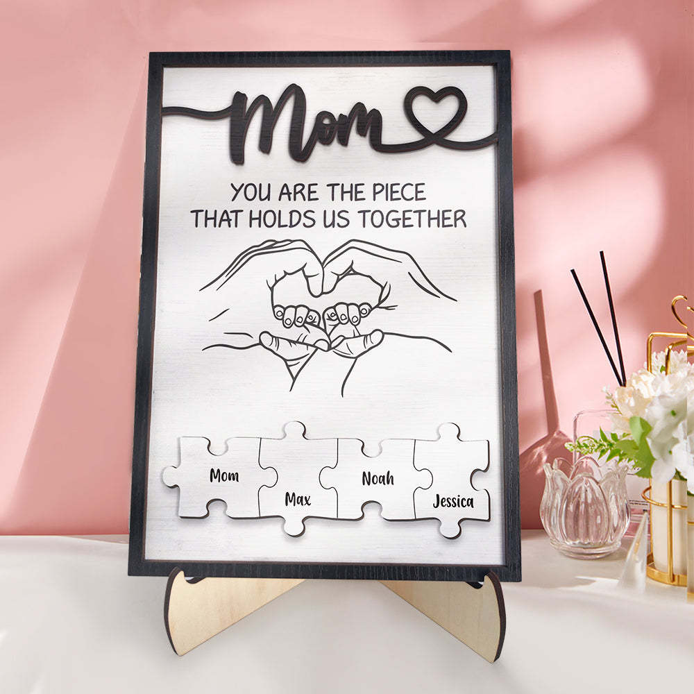 Personalized Mom Puzzle Plaque You Are the Piece That Holds Us Together Custom Family Member Puzzle Sign Mother's Day Gifts -