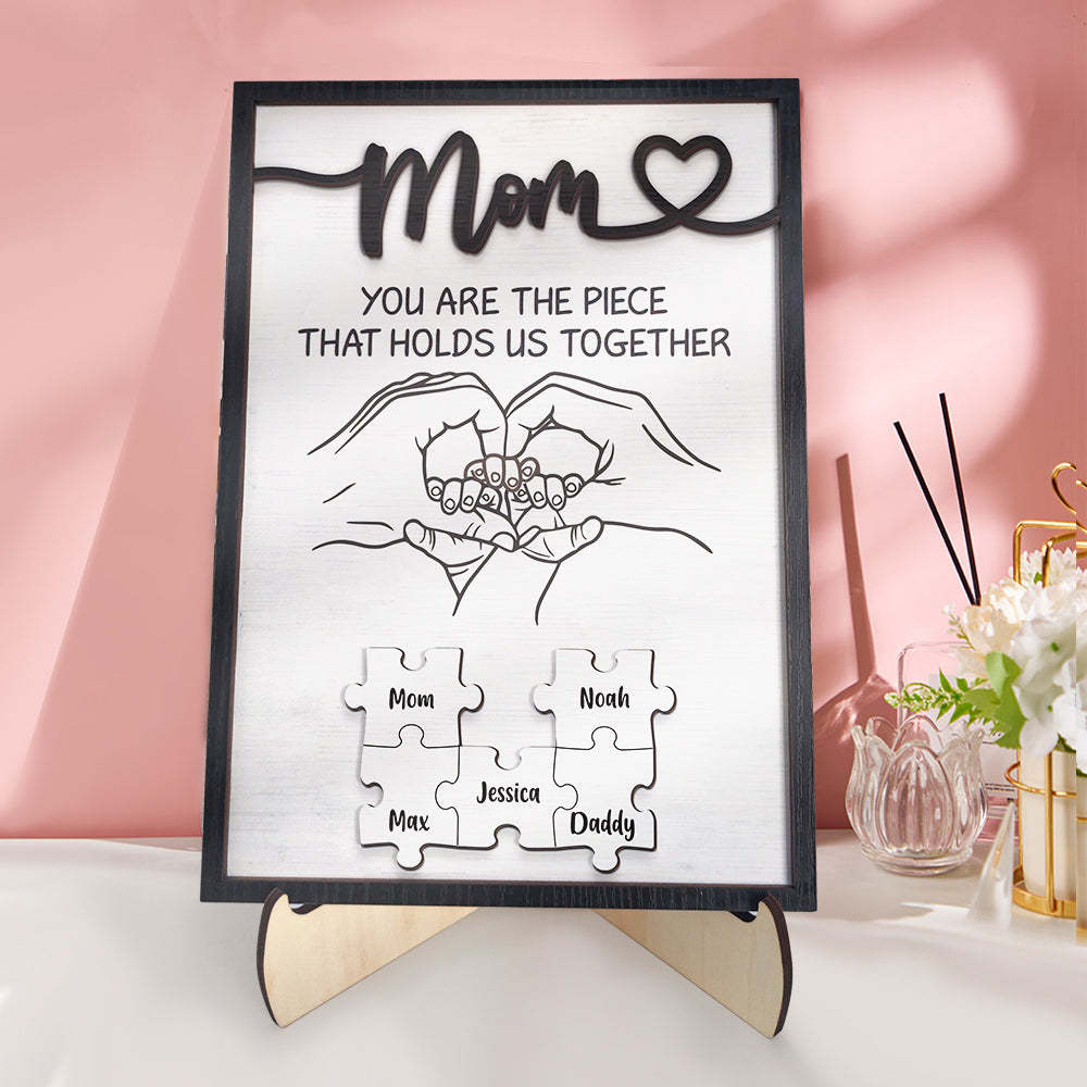 Personalized Mom Puzzle Plaque You Are the Piece That Holds Us Together Custom Family Member Puzzle Sign Mother's Day Gifts -