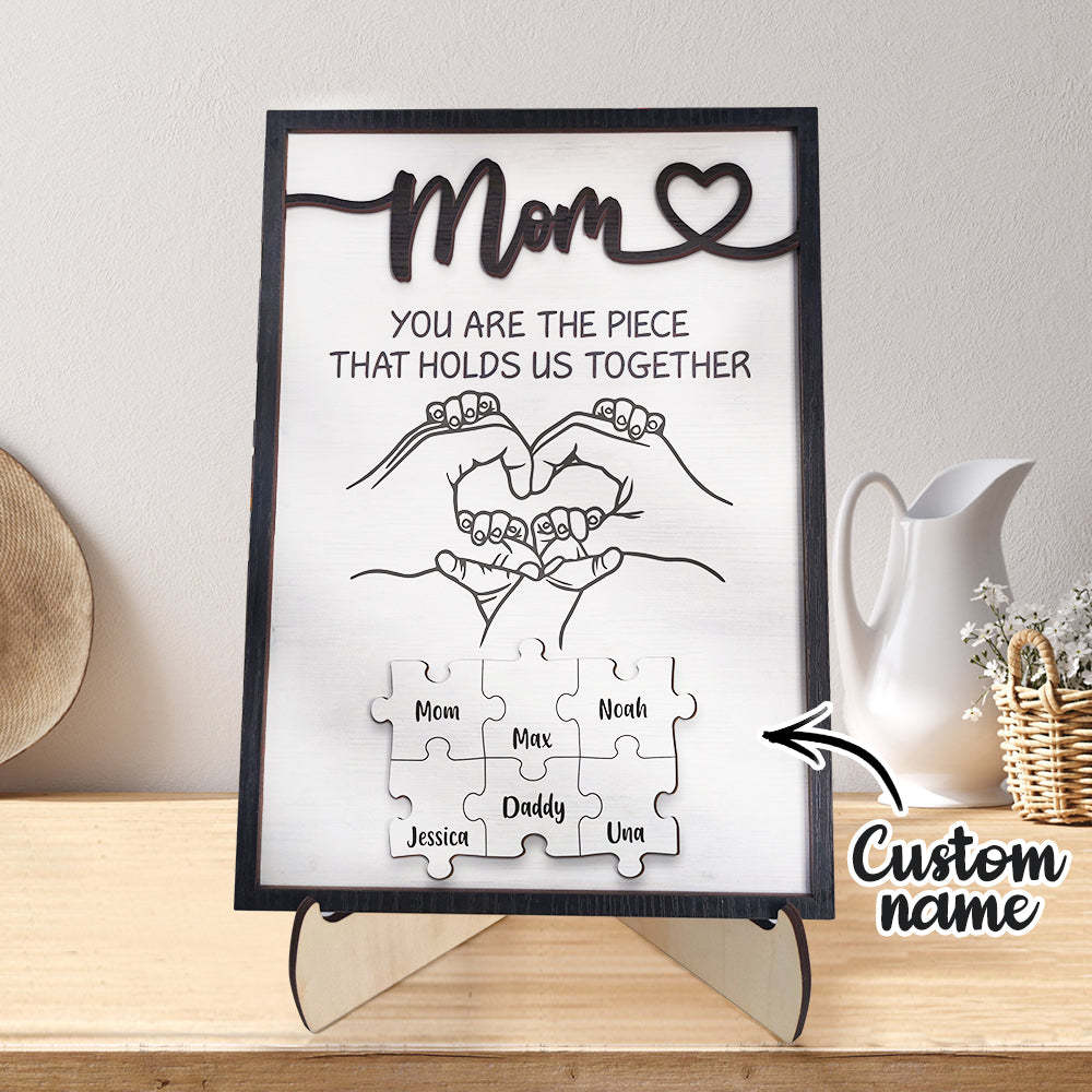 Personalized Mom Puzzle Plaque You Are the Piece That Holds Us Together Custom Family Member Puzzle Sign Mother's Day Gifts -