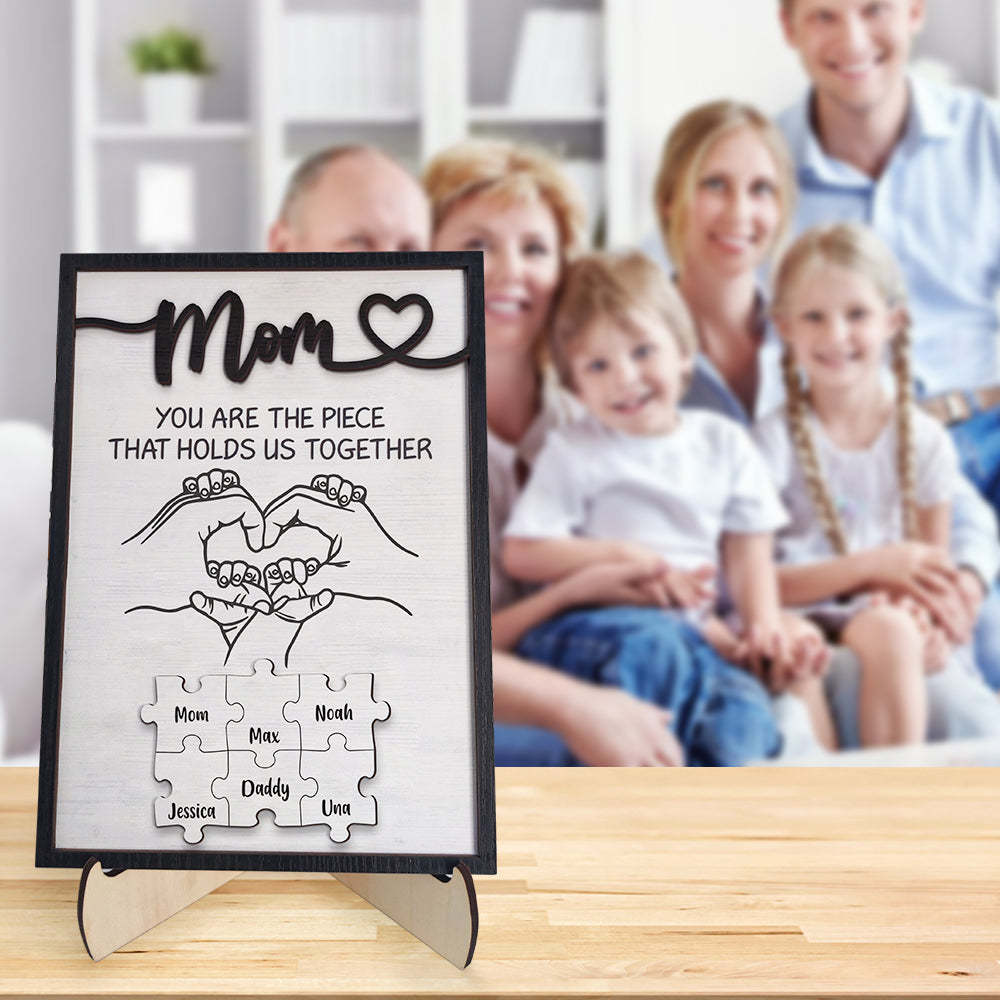 Personalized Mom Puzzle Plaque You Are the Piece That Holds Us Together Custom Family Member Puzzle Sign Mother's Day Gifts -