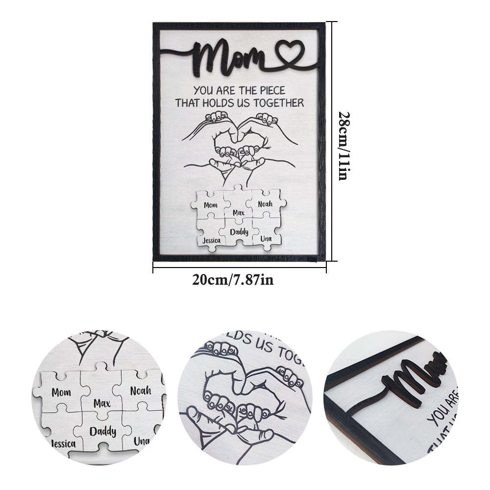 Personalized Mom Puzzle Plaque You Are the Piece That Holds Us Together Custom Family Member Puzzle Sign Mother's Day Gifts -