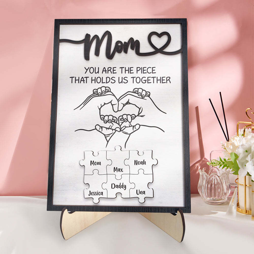 Personalized Mom Puzzle Plaque You Are the Piece That Holds Us Together Custom Family Member Puzzle Sign Mother's Day Gifts -