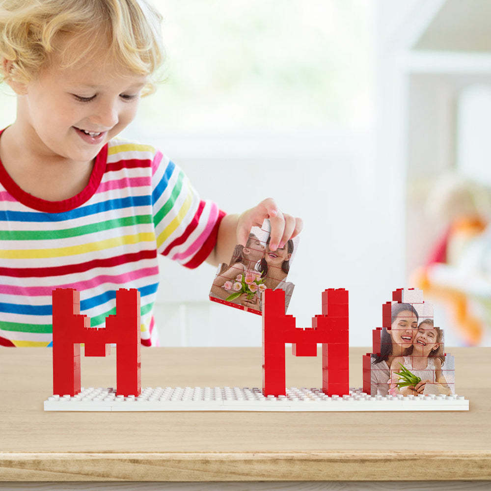 Personalized Mama Photo Building Brick Puzzles Photo Block Mother's Day Gifts - MyfaceboxerUK