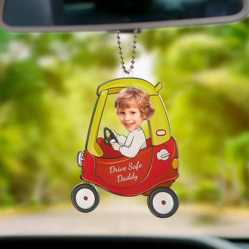 Customized Drive Safe Daddy Father's Day Gift Acrylic Car Hanger, Personalized Acrylic Car Hanger, 1st Fathers Day Gift for Husband