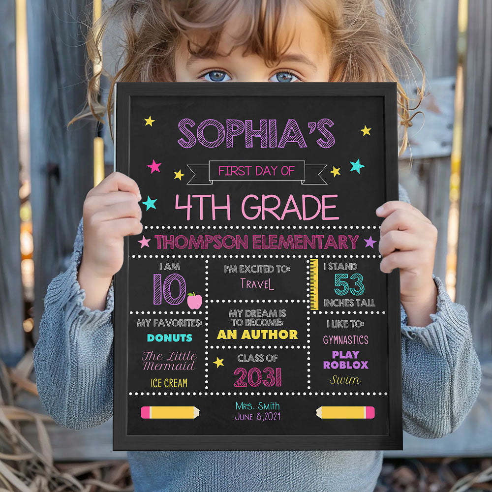 Personalized Back to School Sign First Day of School Sign Gift for Kids - Myphotowallet