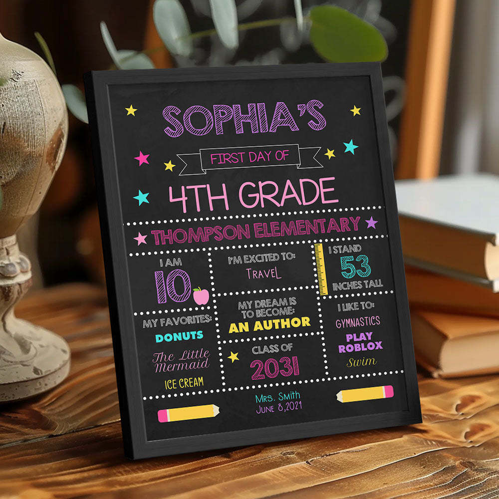 Personalized Back to School Sign First Day of School Sign Gift for Kids - Myphotowallet