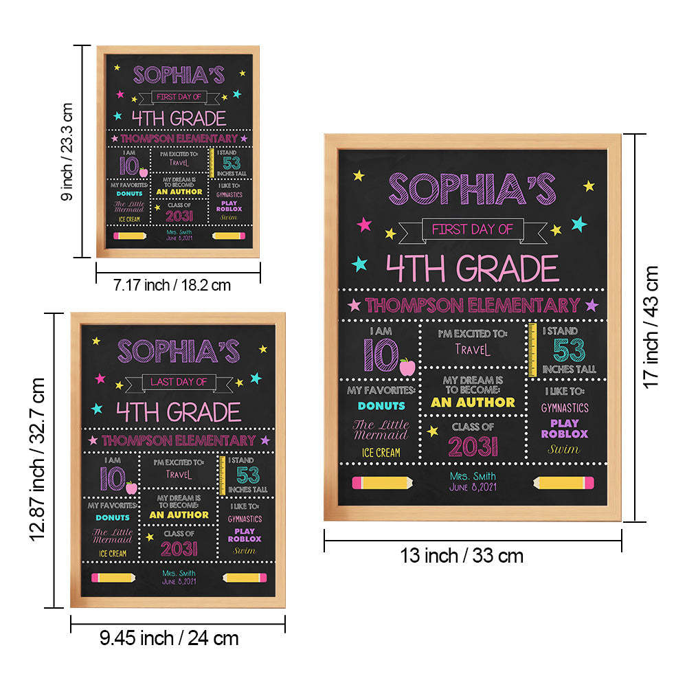 Personalized Back to School Sign First Day of School Sign Gift for Kids - Myphotowallet