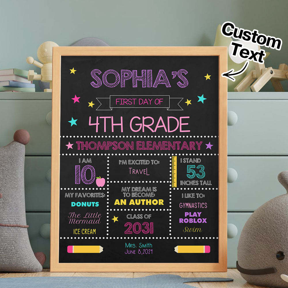 Personalized Back to School Sign First Day of School Sign Gift for Kids - Myphotowallet