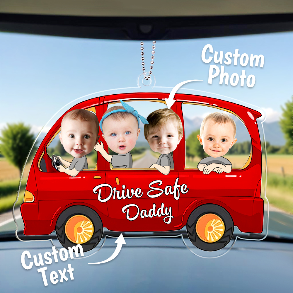 Customized Drive Safe Daddy Acrylic Car Hanger, Personalised Acrylic Car Hanger, 1st Fathers Day Gift for Husband