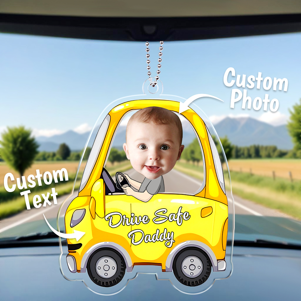 Customized Drive Safe Daddy Acrylic Car Hanger, Personalised Acrylic Car Hanger, 1st Fathers Day Gift for Husband