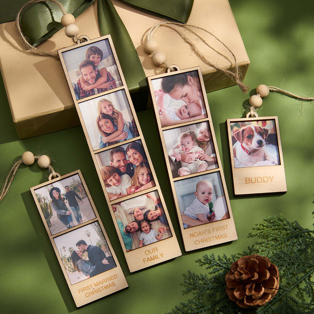 Personalized Photo Christmas Ornament Wooden Frame Ornament for Christmas Gifts -