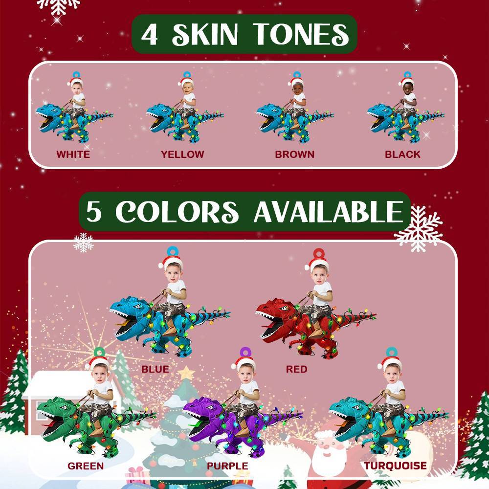 Personalized Cute Kid Rides The Dinosaurus Ornament Christmas Gift for Kids -