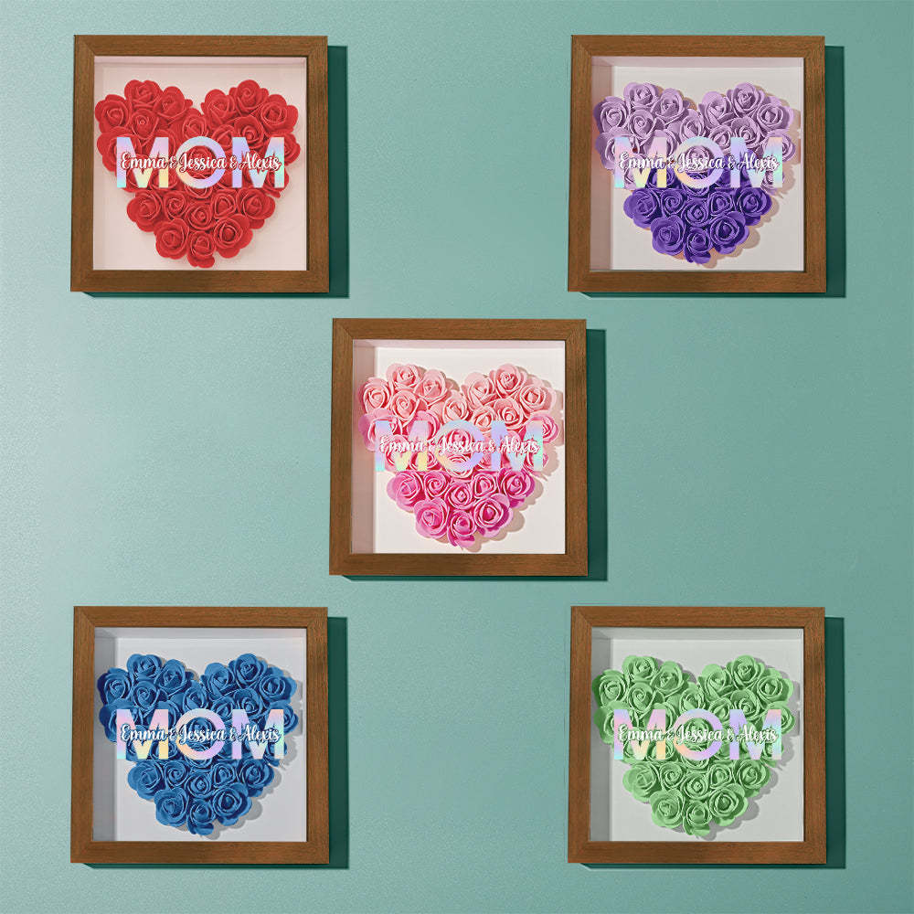 Custom Flower Shadow Box Frame with Name Mother's Day Gift - myphotowalletuk