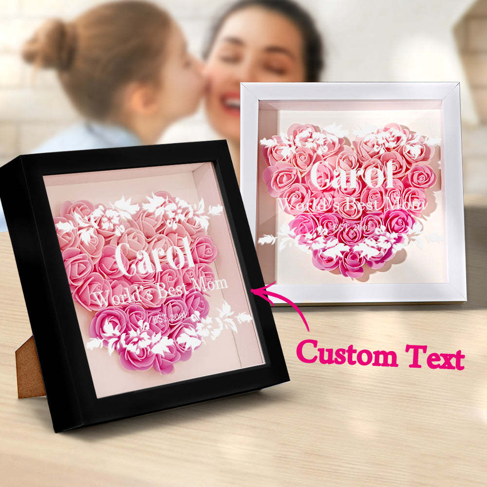 Custom Flower Shadow Box Personalized Gradient Pink Flower Shadowbox Frame Gift for Mom - myphotowalletuk