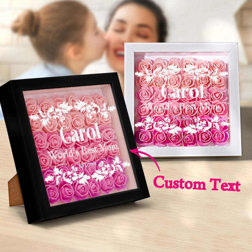 Custom Flower Shadow Box Personalized Gradient Pink Flower Shadowbox Frame Gift for Mom - myphotowalletuk
