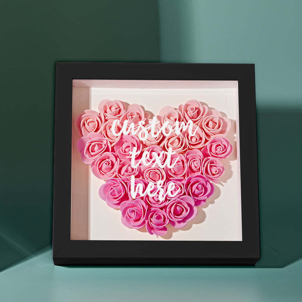 Custom Gradient Pink Flower Shadow Box Personalized Flower Shadowbox Frame Gift for Mom - myphotowalletuk