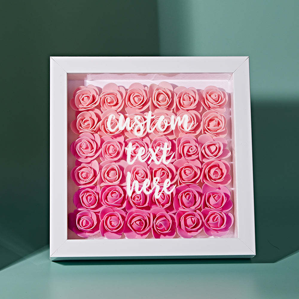 Custom Gradient Pink Flower Shadow Box Personalized Flower Shadowbox Frame Gift for Mom - myphotowalletuk