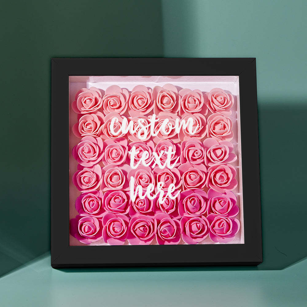 Custom Gradient Pink Flower Shadow Box Personalized Flower Shadowbox Frame Gift for Mom - myphotowalletuk
