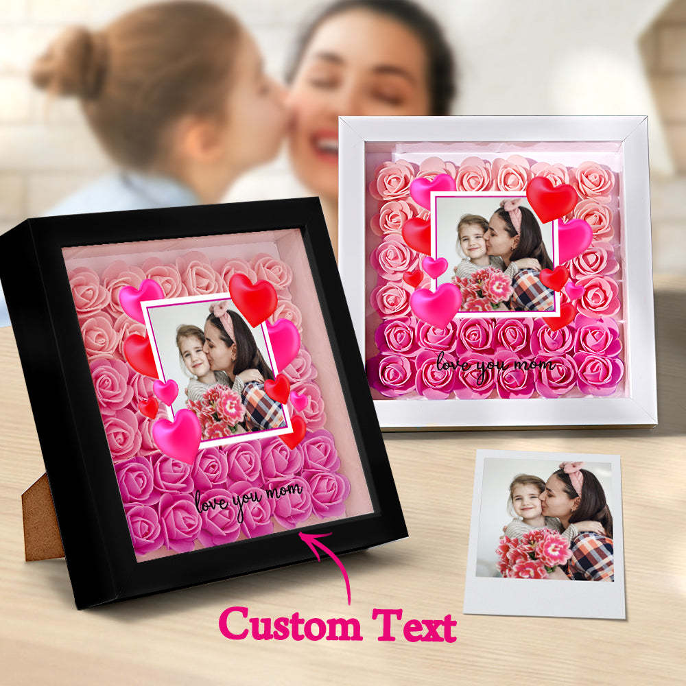 Custom Photo Flower Shadow Box Personalized Gradient Pink Flower Shadowbox Frame Gift for Mom - myphotowalletuk