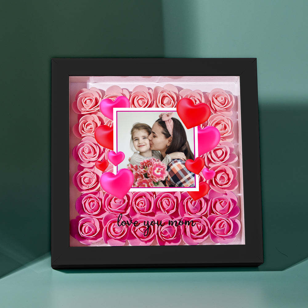 Custom Photo Flower Shadow Box Personalized Gradient Pink Flower Shadowbox Frame Gift for Mom - myphotowalletuk