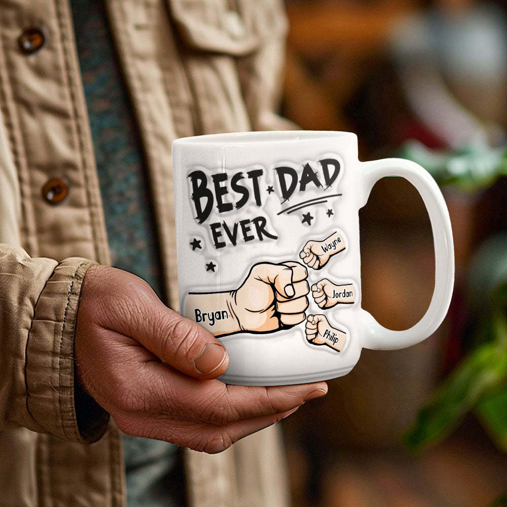 Father's Day Gifts Custom 1-6 Kids Personalized Names 3D Inflated Effect Printed Coffee Ceramic Mug You are My Best Dad