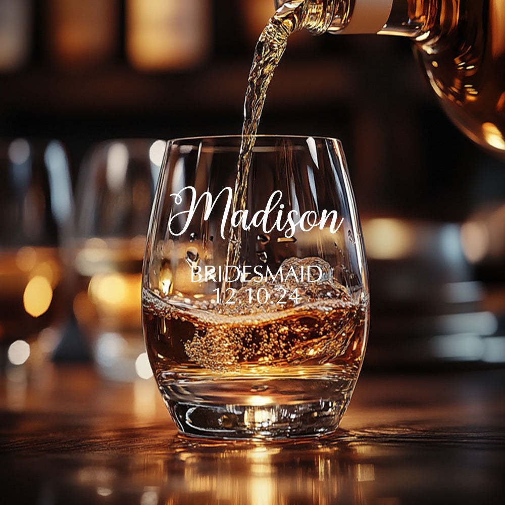 Personalized Name Red Wine Glass Bridal Party Gifts -