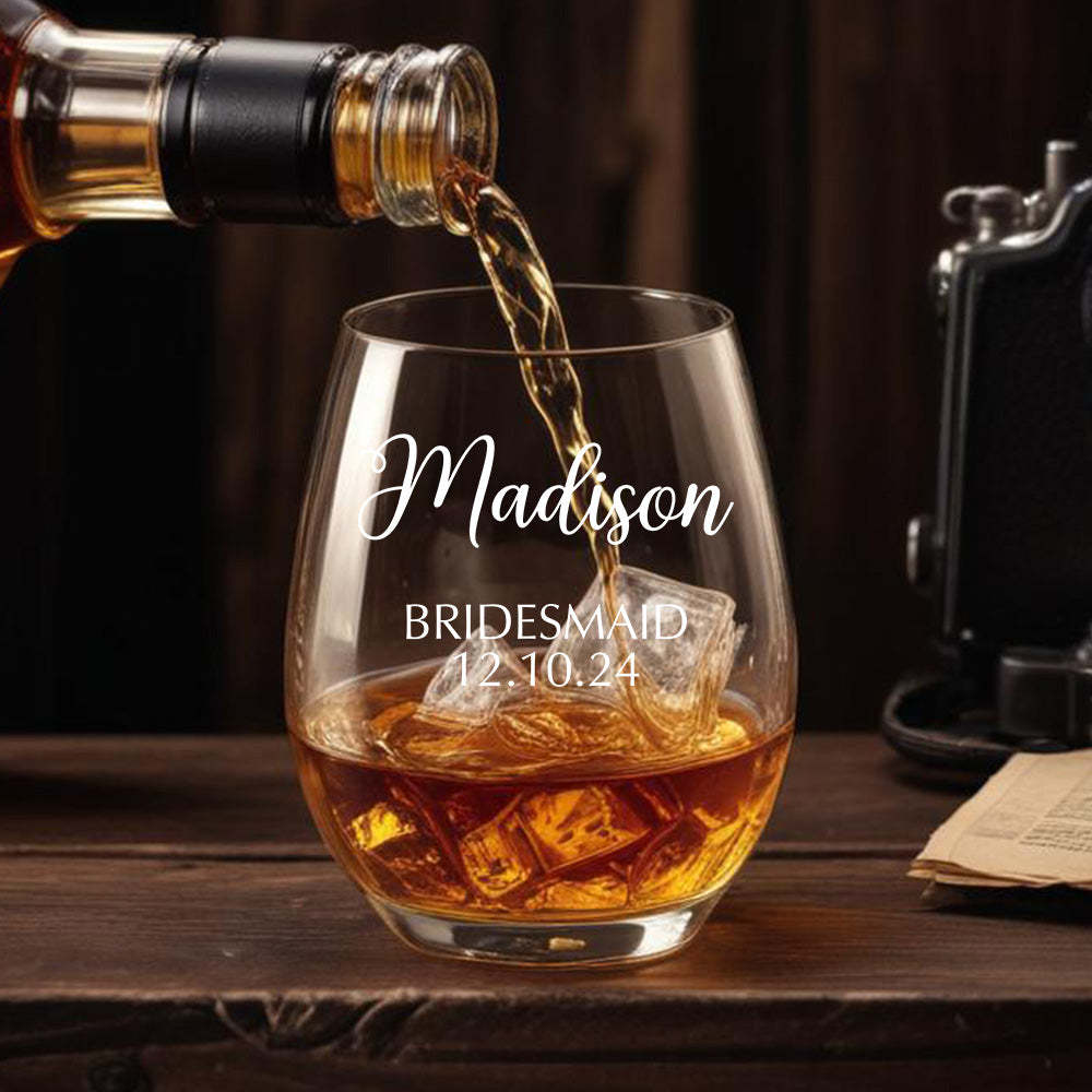 Personalized Name Red Wine Glass Bridal Party Gifts -
