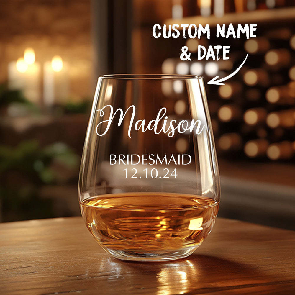 Personalized Name Red Wine Glass Bridal Party Gifts -