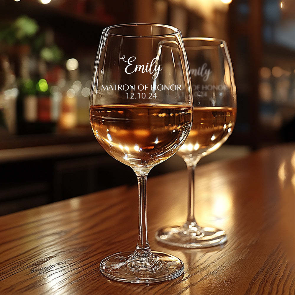 Personalized Name Red Wine Glass Bridal Party Gifts -