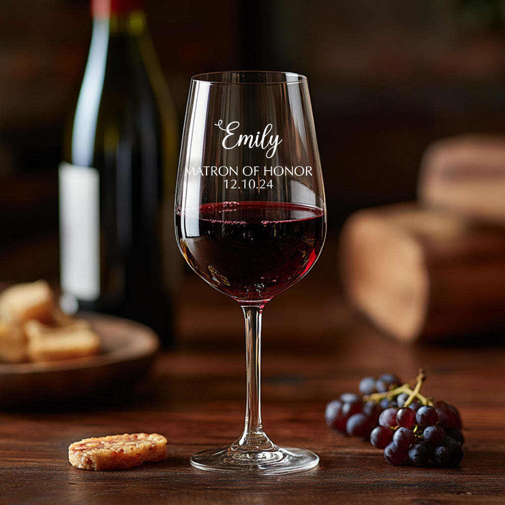 Personalized Name Red Wine Glass Bridal Party Gifts -