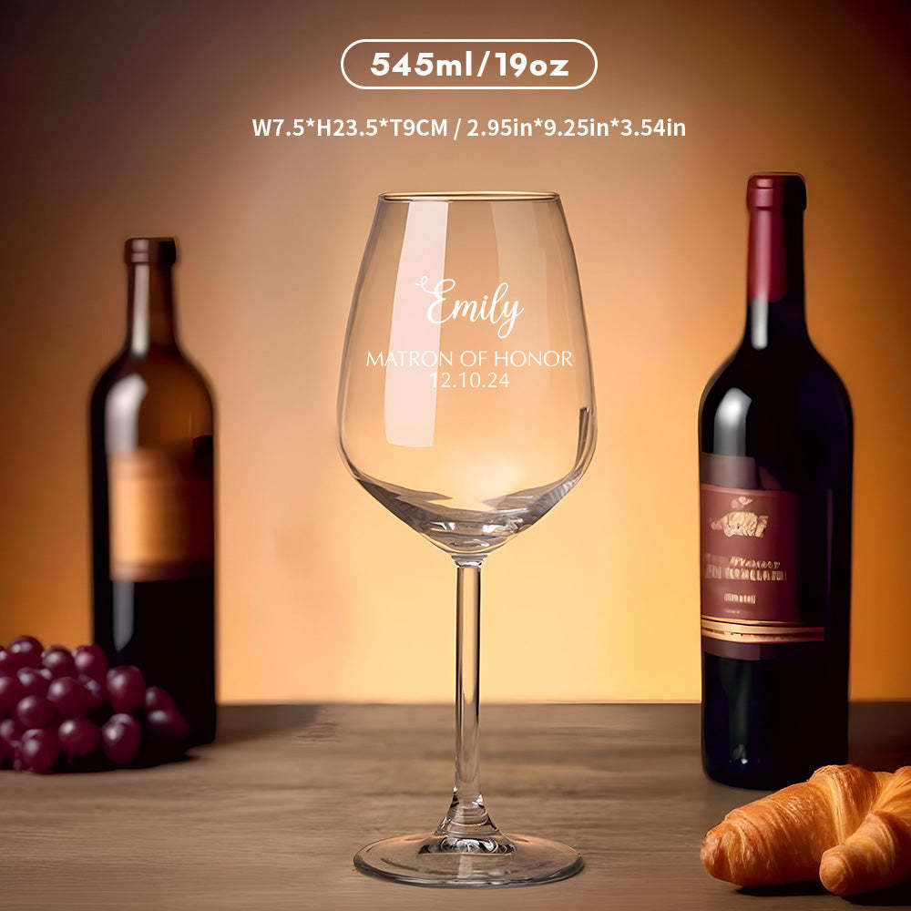 Personalized Name Red Wine Glass Bridal Party Gifts -