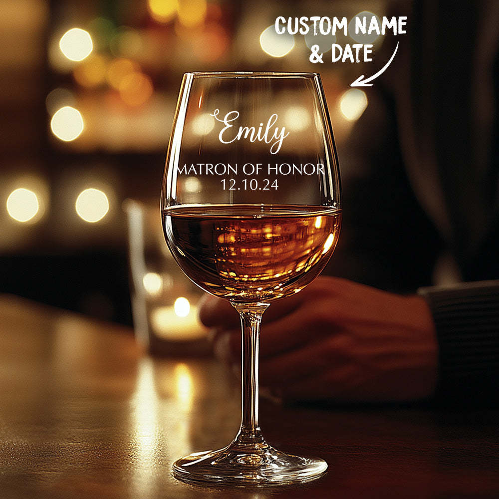 Personalized Name Red Wine Glass Bridal Party Gifts -