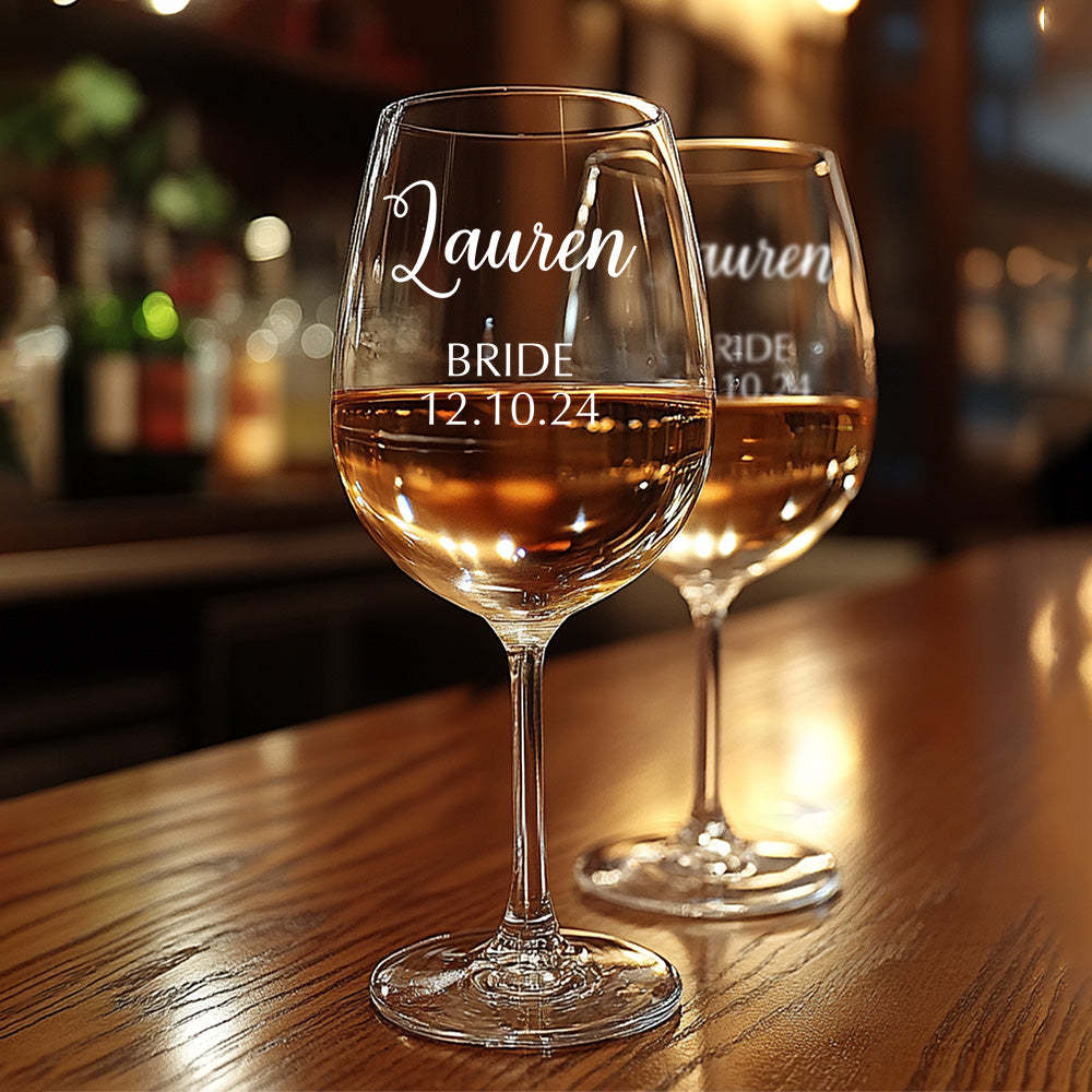 Personalized Name Red Wine Glass Bridal Party Gifts -