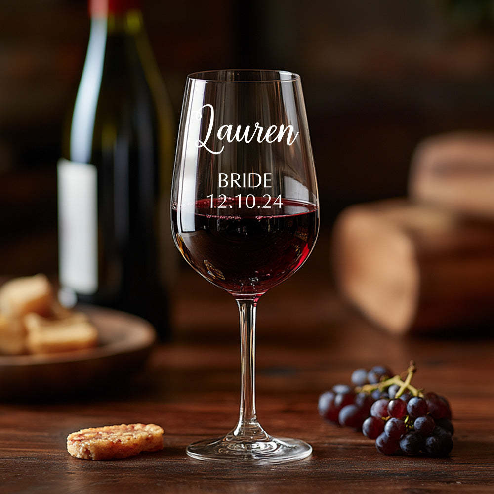 Personalized Name Red Wine Glass Bridal Party Gifts -