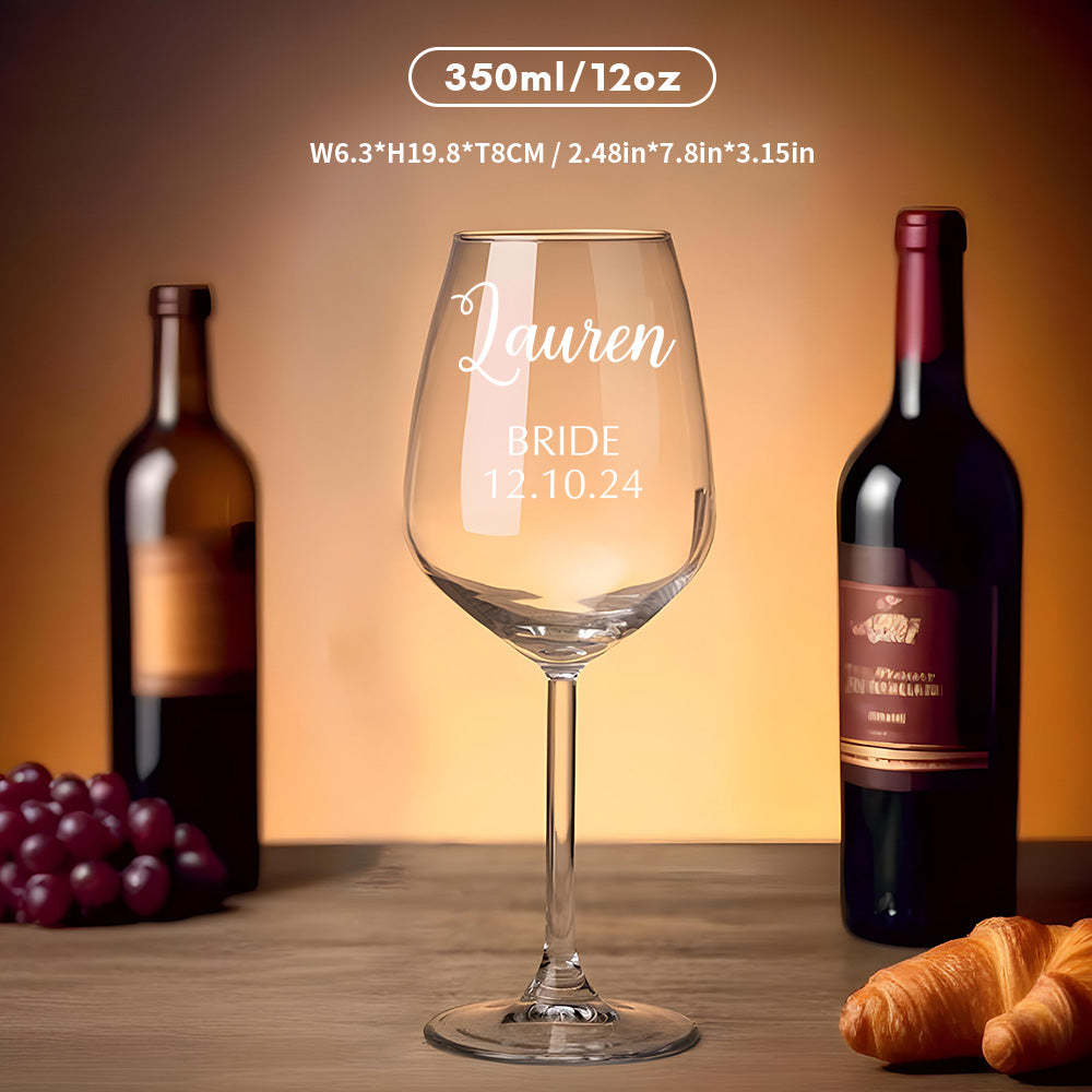Personalized Name Red Wine Glass Bridal Party Gifts -