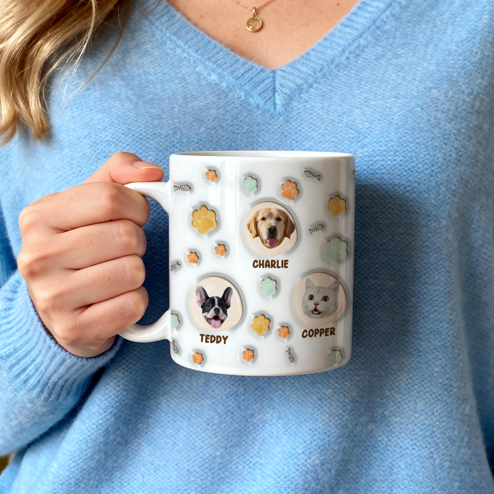 Custom Photo 3D Inflated Effect Cat Mug - 