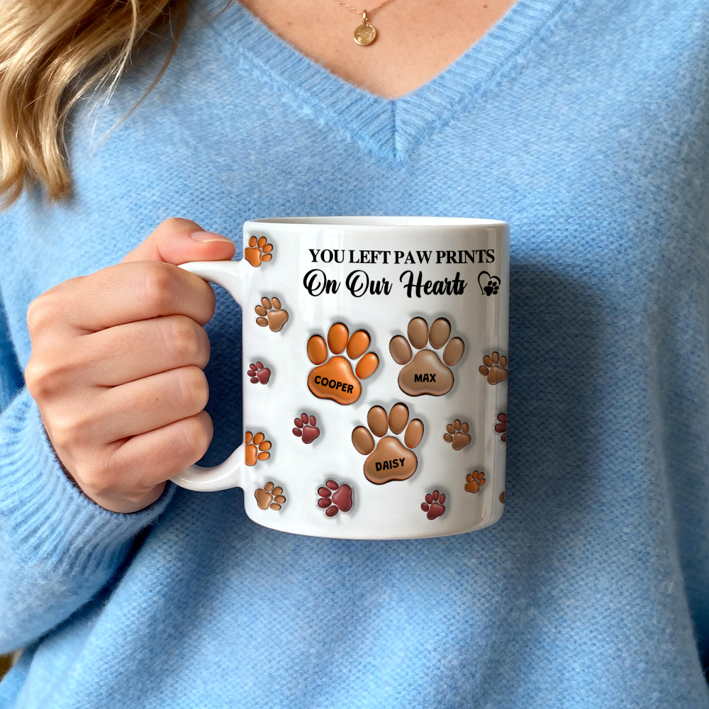 You Left Paw Prints On My Heart For Dog Lover 3D Inflated Effect Mug - 