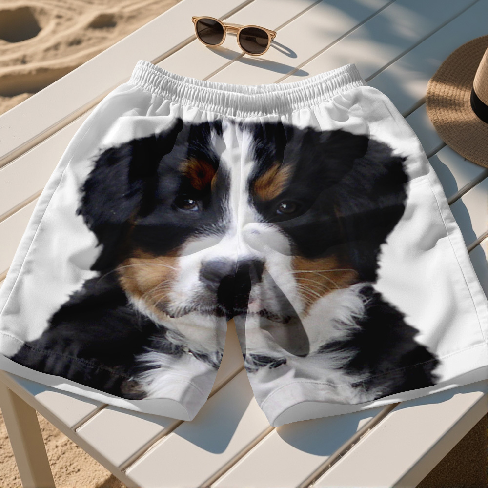 Custom Dog Face Funny Beach Trunks Men's Boxer Briefs - 