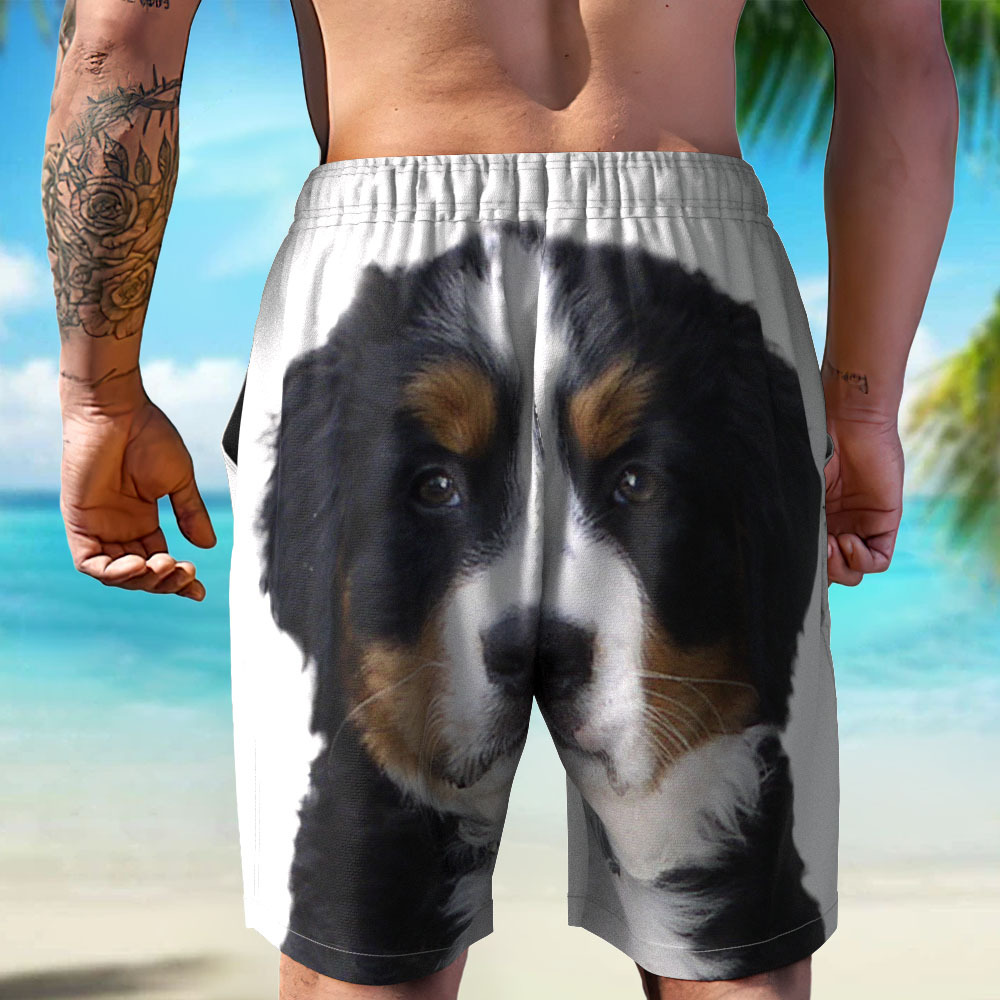 Custom Dog Face Funny Beach Trunks Men's Boxer Briefs - 