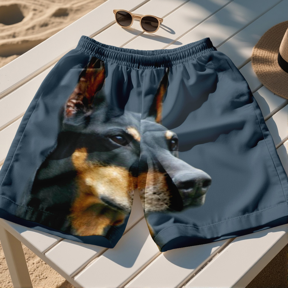 Custom Dog Face Funny Beach Trunks Men's Boxer Briefs - 